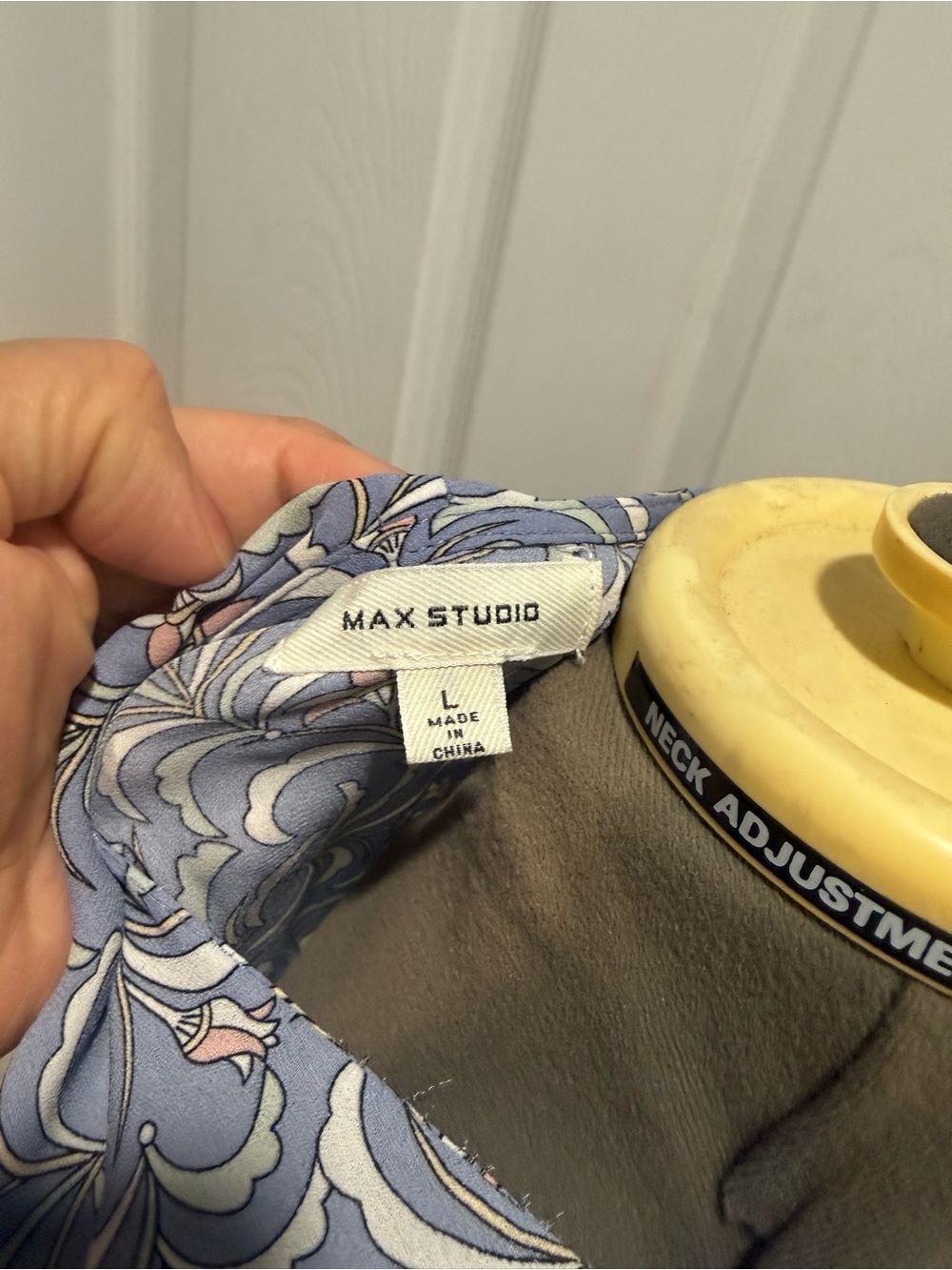 Max Studio Blue Floral Wrap Blouse with Tie Waist - Picture 6 of 6